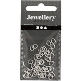 Bague Creativ company, ovale, épaisseur 0,7 mm, plaqué argent, 50 pièces 1 boîte