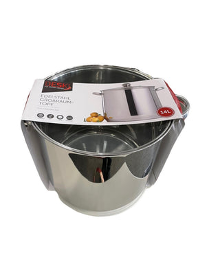 Marmite à soupe en acier inoxydable avec couvercle en verre, 14 litres adaptée à l'induction