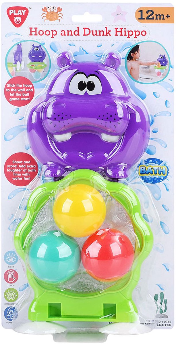 Playgo jouet de bain basket-ball hippopotame ensemble de jeu - 4 pièces.
