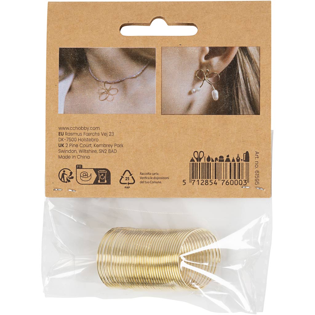 Fil à bijoux Creativ company, épaisseur 1 mm, plaqué or, 2,50 m 1 boîte