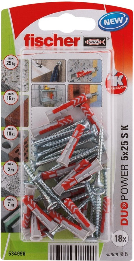 Fischer 534996 duopower 5 x 25 s k nv pluggenset 25 mm 5 mm 1 set(s)