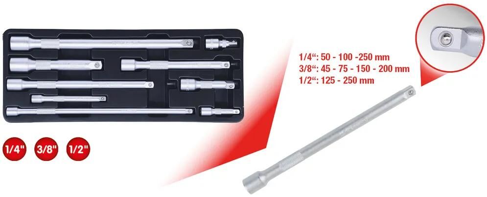 Ks tools ks-tools jeu d'extension jeu d'extension 9 pièces. outils ks, 1 4 -3 8 -1 2