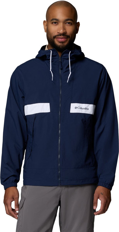 Veste outdoor homme coupe-vent à capuche Columbia Spire Valley™ - bleu marine collégial, blanc