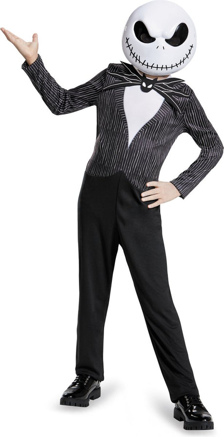 Déguisement Disney - L'Etrange Noël de Monsieur Jack, costume classique de Jack Skellington, taille m (7-8 ans), garçon
