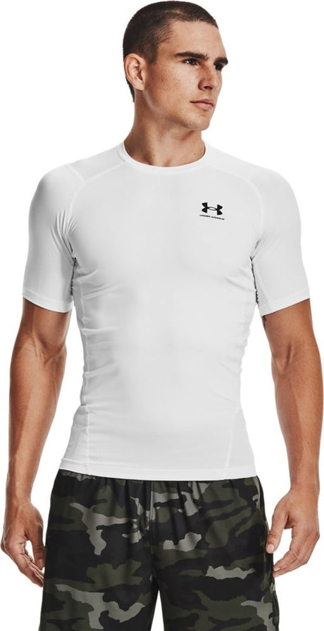 Under Armour UA HG Armour Comp SS-WHT chemise de sport homme - blanc - noir