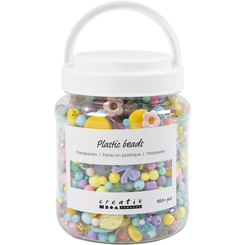 Creativ Company Perles en plastique de différentes couleurs, 700 ml
