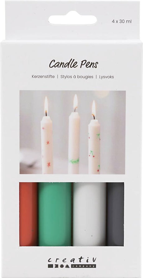 Bougeoirs Creativ company, noir, vert, gris clair, rouge, 4x30 ml 1 boîte