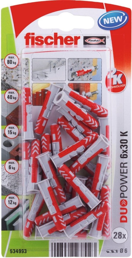Fischer goujons duopower 534993 ø 6 x 30 mm nylon