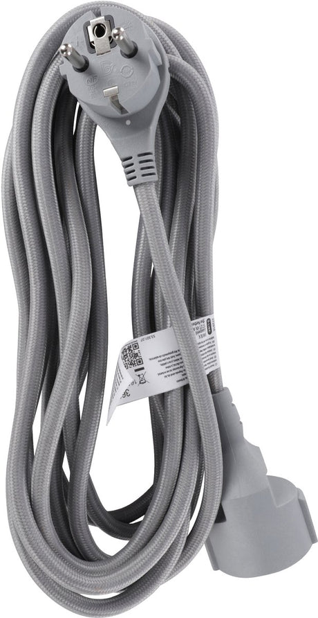 Q-link verlengsnoer - randaarde - plat - 3 x 1.5 mmâ² - 5 m - textiel - zilver