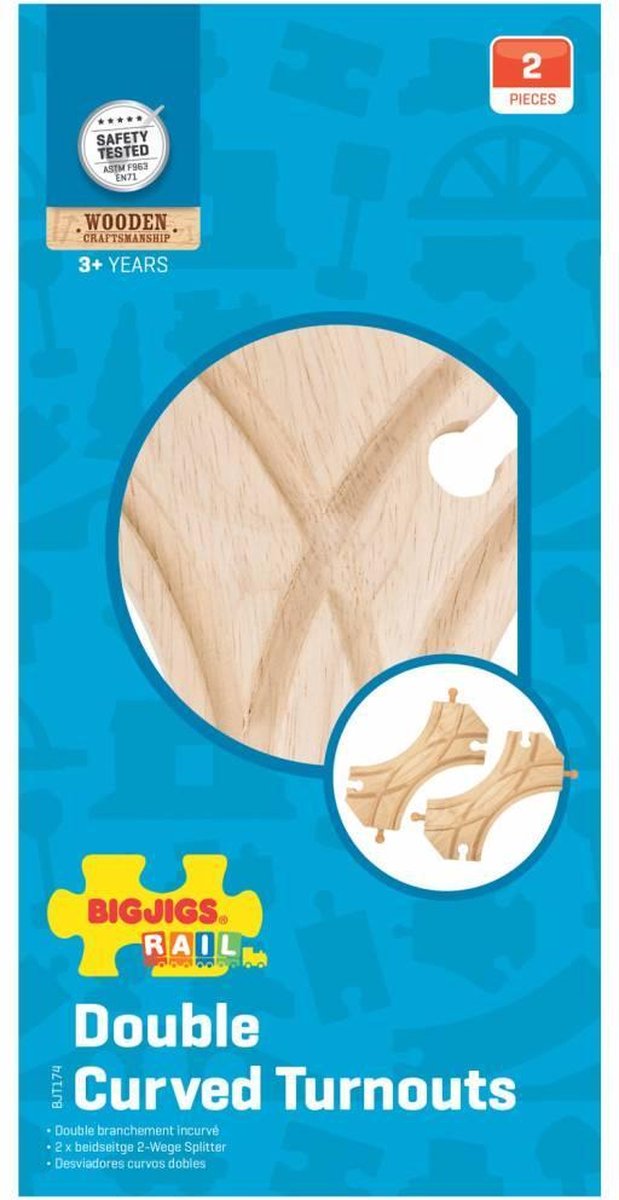 Bigjigs Rails en bois - à 2 côtés à gauche sur la scission droite