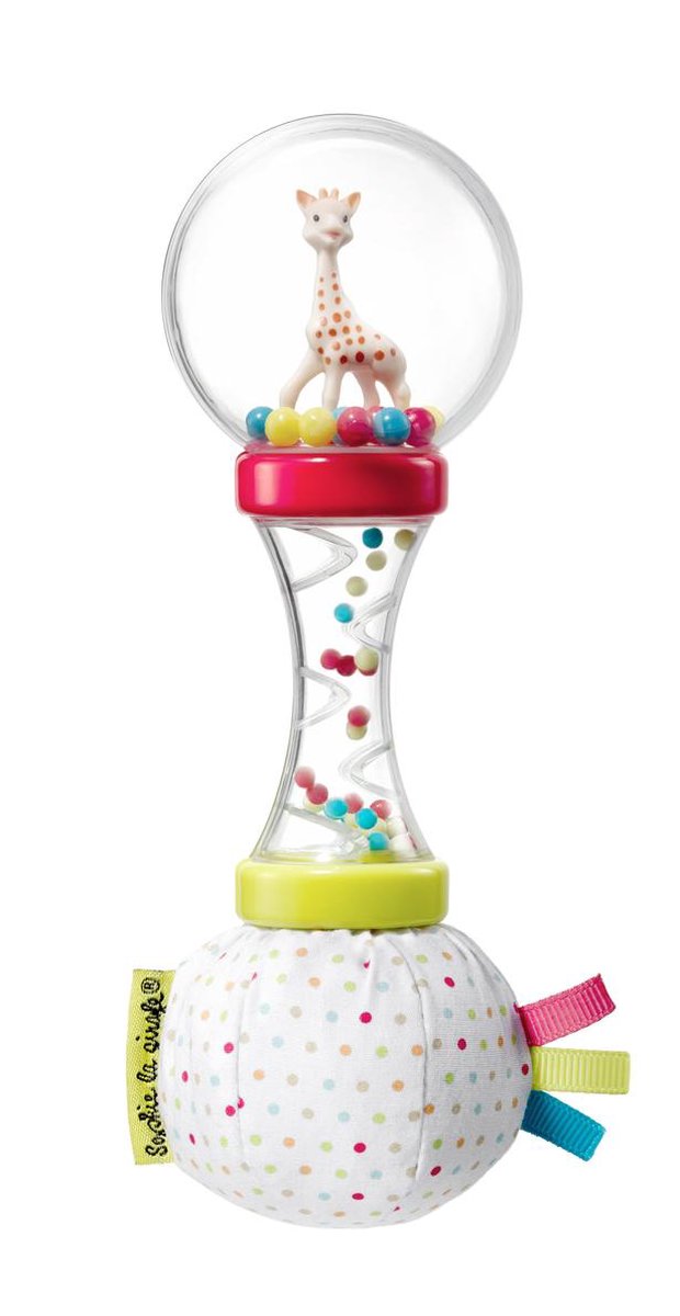 Hochet maracas doux Sophie la girafe - jouets bébé - cadeau maternité - cadeau baby shower - dans coffret cadeau blanc - à partir de 3 mois - 6x6x17 cm