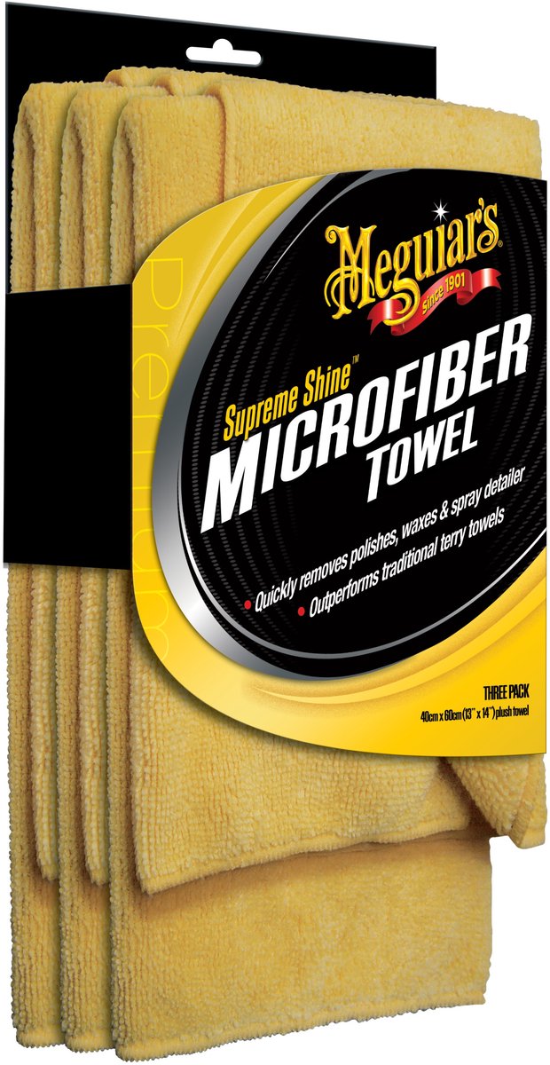 Microfibre Meguiar's Supreme Shine, paquet de 3 - chiffon en microfibre pour voiture - chiffons de nettoyage