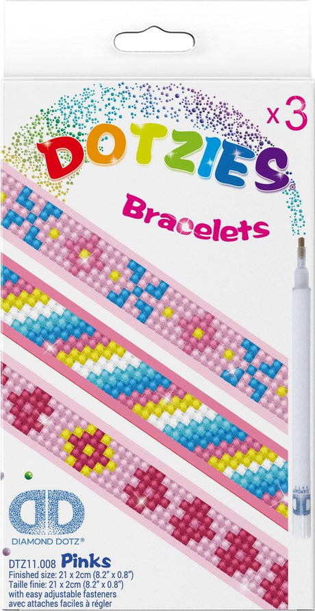 Diamond dotz® bracelets diamant dotz dotzies roses - peinture diamant - 804 dotz - 21x2 cm