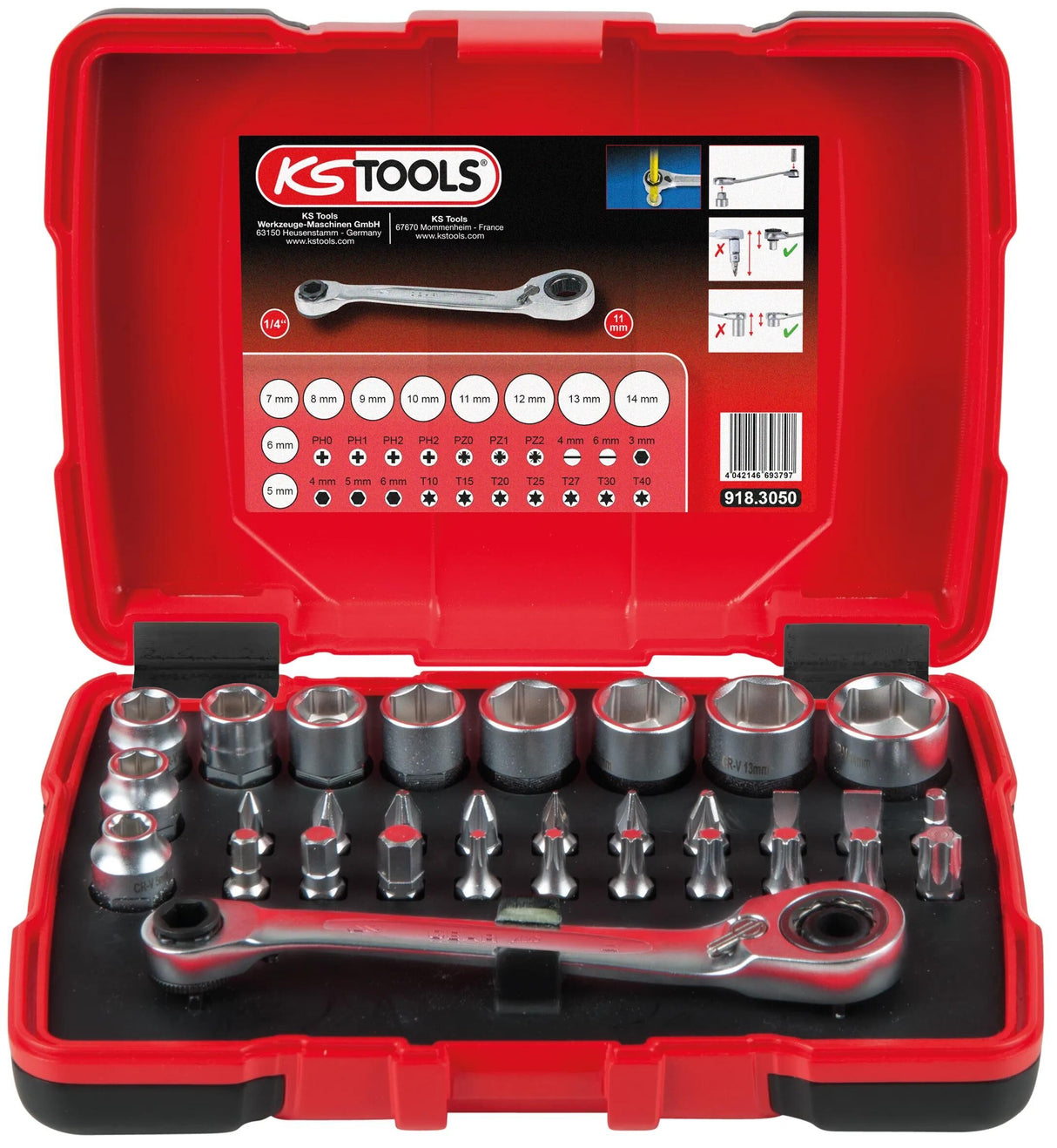 Ks tools ks-tools clé à douille et jeu d'embouts débit binaire 31tlg.