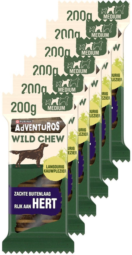 Adventuros wild chew medium - snacks pour chiens - cerf - 6 x 200 g