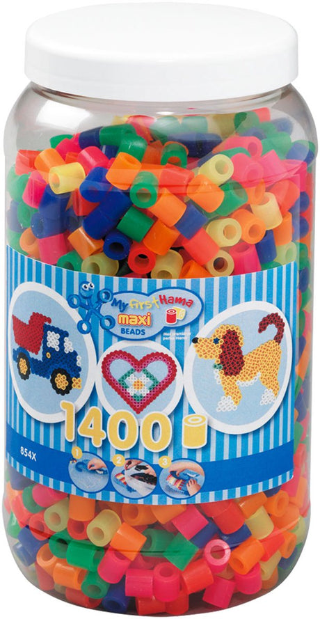 Hama maxi perles thermocollantes en pot - mélange néon (051), 1400 pcs.