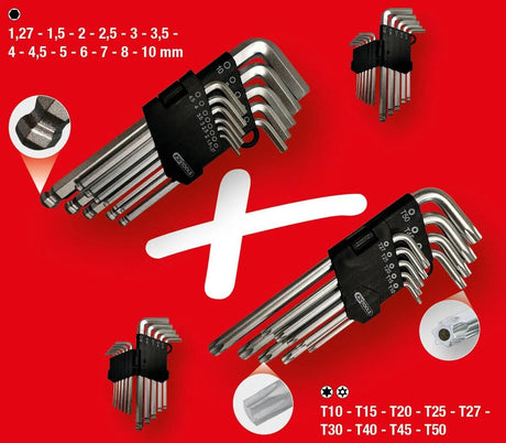 Jeu de clés angulaires Ks Tools, jeu de clés coudées 22tlg.