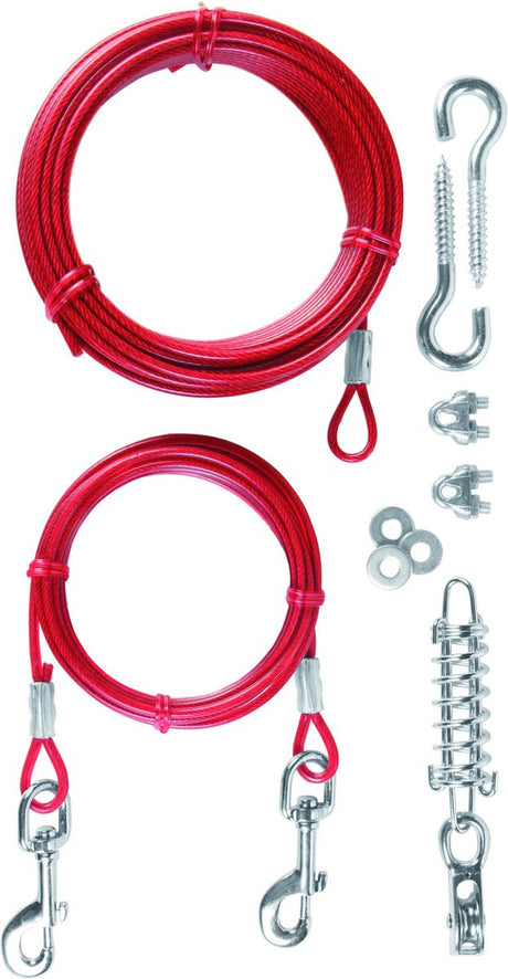 Ligne de tension Trixie rouge 15 m - revêtement plastique absorbant les chocs - convient aux chiens jusqu'à 50 kg