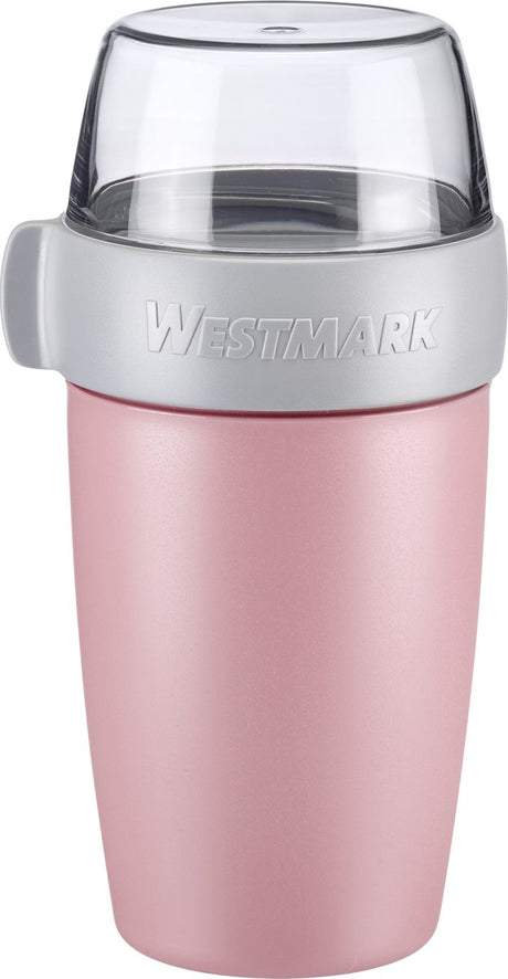 Pot à lunch Westmark tasse à muesli, avec 2 compartiments étanches : 200 ml + 500 ml, plastique, naturel sans BPA, rose gris clair, 52852260