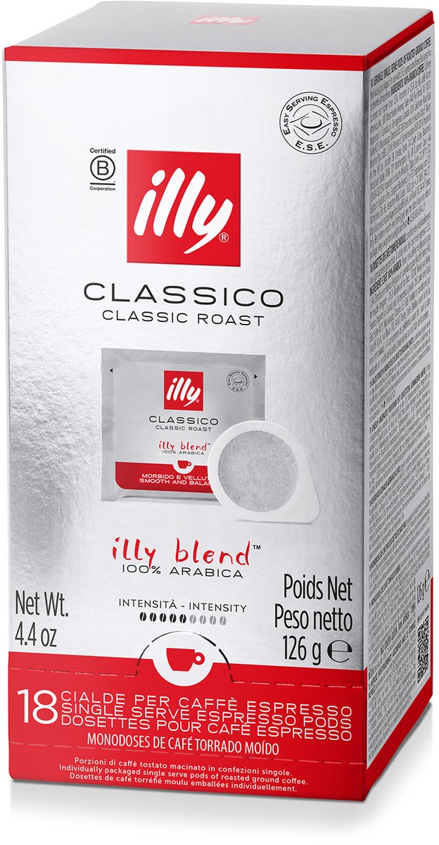 Illy - e.s.e. portions - dosettes de café - classico - 6 x 18 pièces