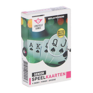 Cartes à jouer Longfield - senior - plastifiées - index extra large 4 - cartes à jouer jumbo - jeu de cartes pour seniors et jeu confortable - coeur d'ange