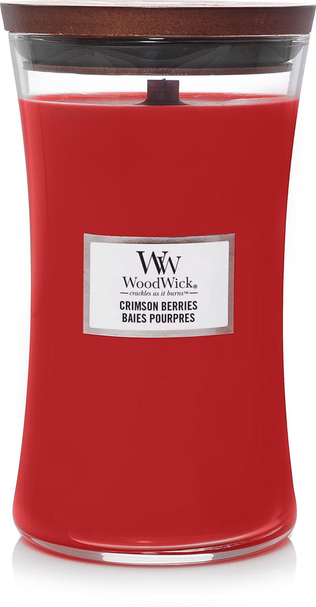 Grande bougie parfumée Woodwick Hourglass - Baies pourpres - 130 heures de combustion