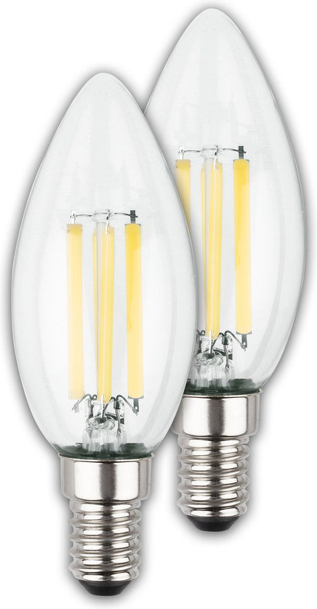Briloner - lampe LED ultra efficace - lot de 2 sources lumineuses - e14 - éclairage à filament - bougie - 2,5w - 525lm - lumière blanc chaud 2 700 k - ø3,5 cm