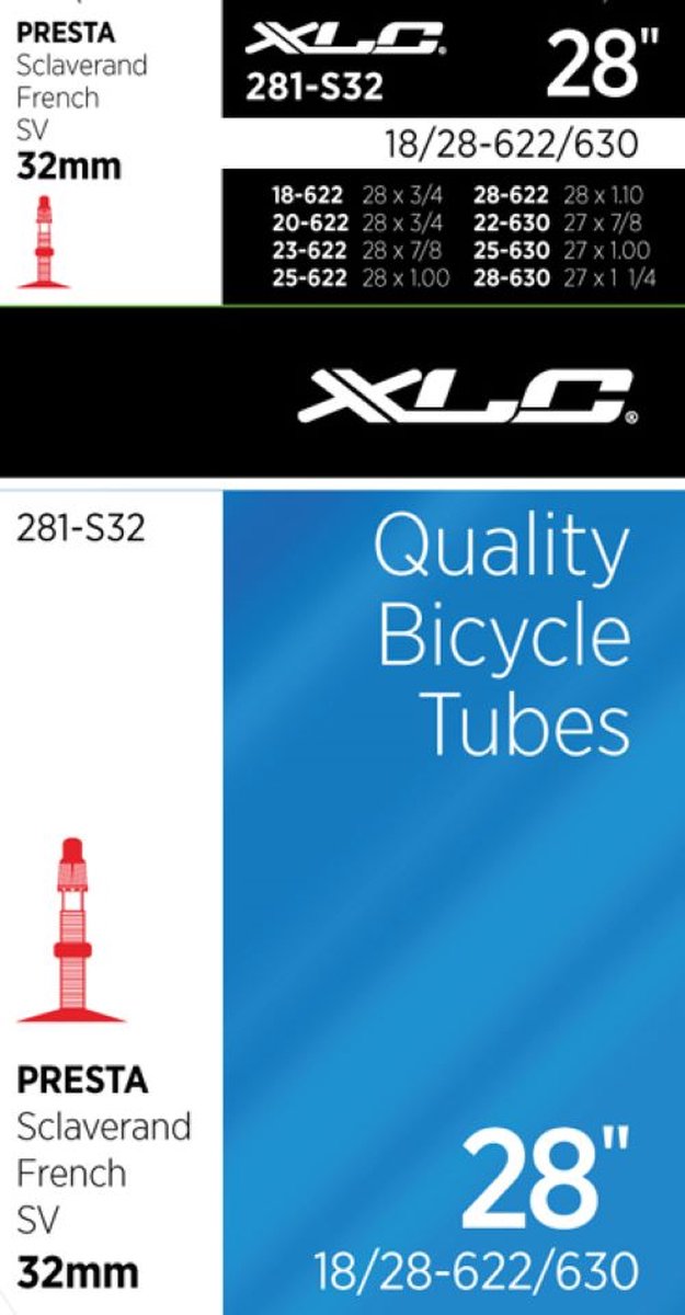 Xlc - chambres à air de vélo de qualité 28 - 18 28-622-630 - sv - 32mm