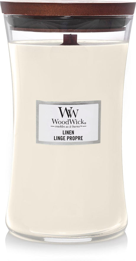Grande bougie parfumée Woodwick Hourglass - Lin - 130 heures de combustion