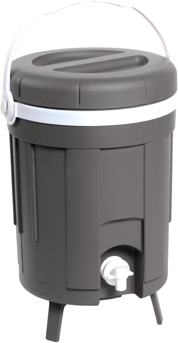 Jerrican d'eau Eda avec robinet - récipient à jus 8 litres - gris - modèle de table