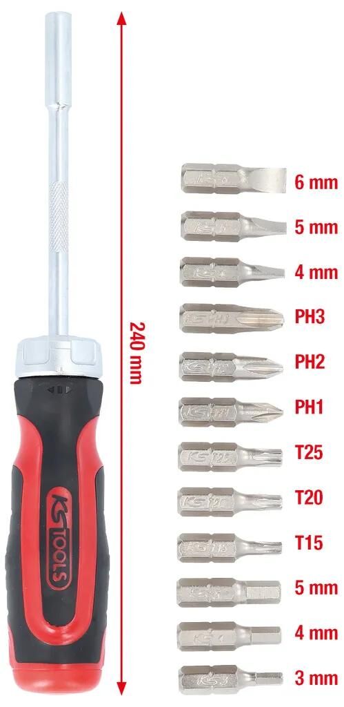Jeu de tournevis Ks Tools 12 en 1, cliquet-embout-tournevis. 12 en 1