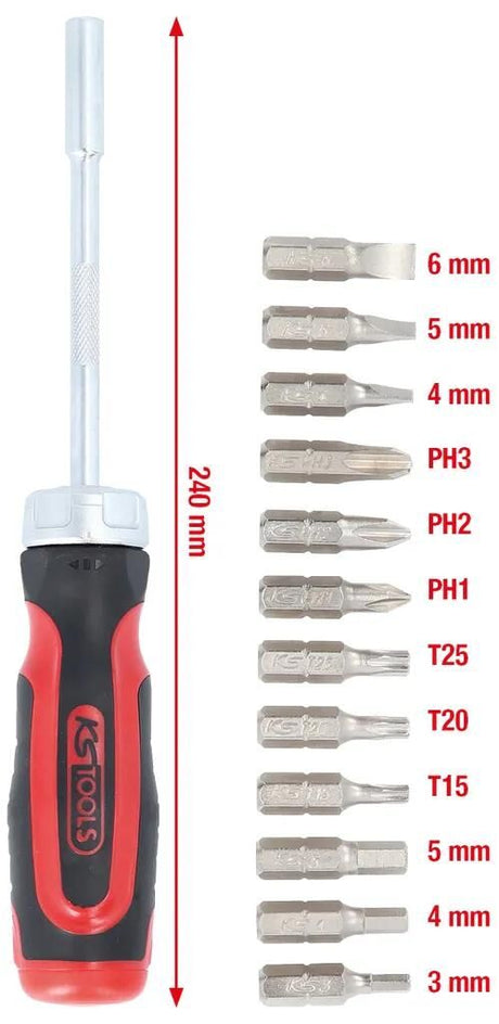 Ks tools ks-tools jeu de tournevis 12 en 1 cliquet-embout-tournevis. 12 en 1