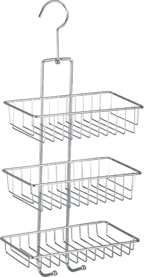 Wenko support de douche nivala 3 couches chrome 22x50cm - sans perçage - support de douche suspendu - panier de douche - support de douche suspendu