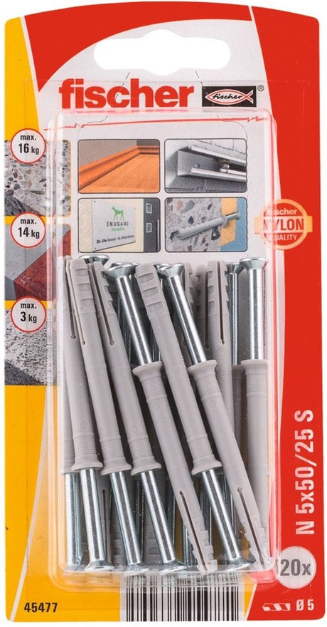 Fischer 045477 n 5 x 50 25 s k nv bouchon à clous 50 mm 5 mm 1 jeu(s)