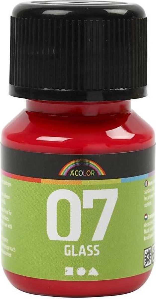 Peinture permanente pour verre Creativ company - rouge, 30ml