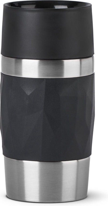 Tefal compact n2160110 mug de voyage - bouteille thermos - 300 ml - noir - étanche - convient aux boissons chaudes et froides