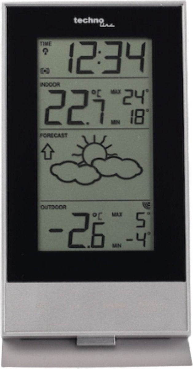 Station météo Technoline - ws 9910 - 85x166x56mm - argent noir - avec 1 capteur extérieur 100m - tl-ws9910