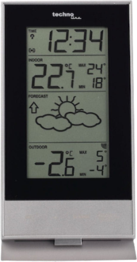 Station météo Technoline - ws 9910 - 85x166x56mm - argent noir - avec 1 capteur extérieur 100m - tl-ws9910