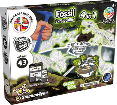 Oku science4you - ensemble 4 en 1 pour déterrer des fossiles