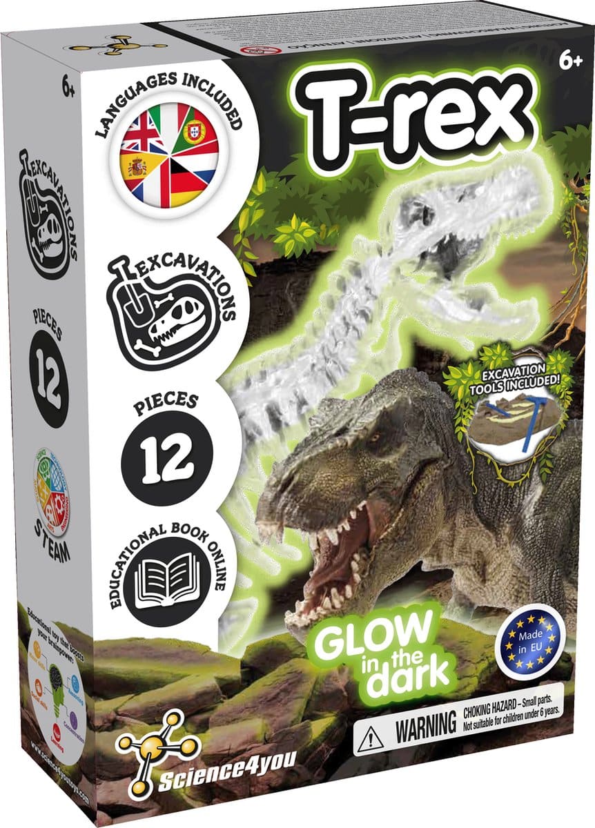Science 4 vous expérimentez la boîte t-rex qui brille dans le noir