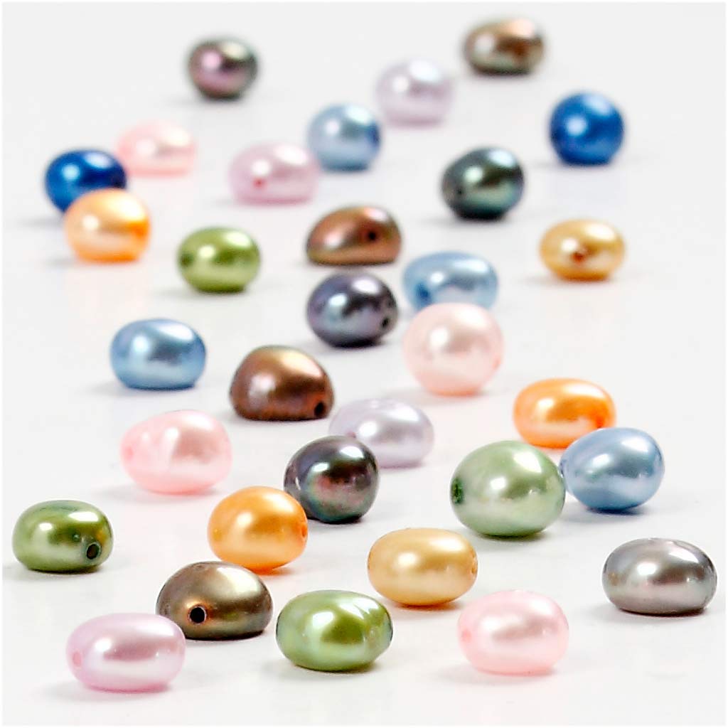 Perles d'eau douce Creativ Company, taille 5-6 mm, taille du trou 0,5 mm, env. 70 pièces, 40 cm 1 boîte