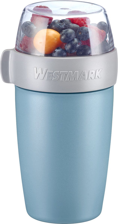 Westmark Tasse à muesli avec 2 compartiments étanches : 200 ml + 500 ml, plastique, naturel sans BPA, bleu gris clair, 5285226b