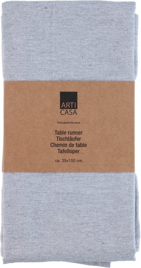 Arti casa tafelloper 35x150 cm - tafelloper lichtblauw effen - tafelloper voor eettafel - langwerpige tafel decoratie - grijs