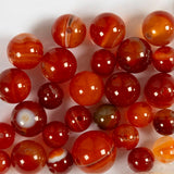 Perles d'agate Creativ Company, d 6+8+10 mm, diamètre du trou 0,9-1 mm, env. 28 pièces, orange brûlé, rouge, 28 pièces 1 boîte