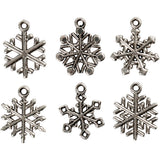 Flocon de neige Creativ company, h : 20 mm, diamètre du trou 1,5 mm, argent antique, 18 div 1 boîte