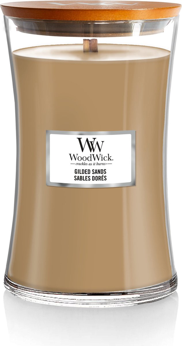 Grande bougie parfumée Woodwick Hourglass - Sables dorés - 130 heures de combustion