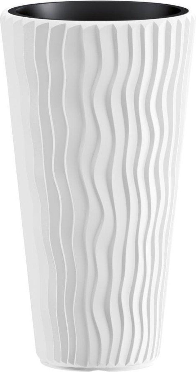 Prosperplast Sandy Slim - pot de fleur - blanc - cache-pot élégant et moderne - ø40 cm