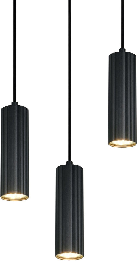 Trio soka - lampe suspendue - noir mat - excl. 3x gu10 5 w - montage au plafond - réglable en hauteur