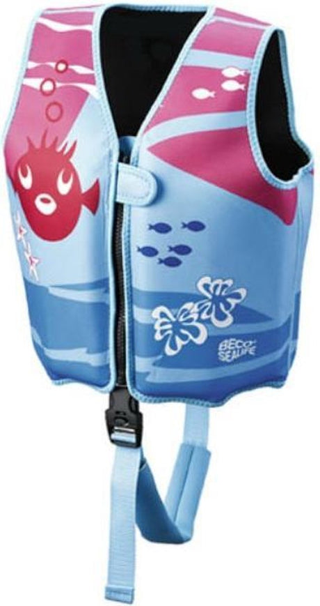 Beco-sealife® - gilet de sauvetage gilet flottant enfant - bleu rose - m : 18-30 kg