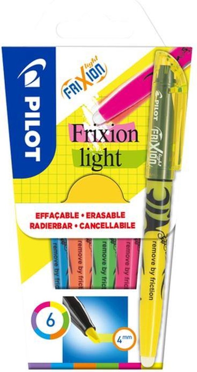 Pilot frixion light - surligneurs - 6 couleurs dans une boîte